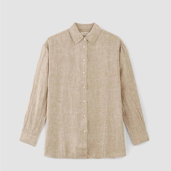 SOLD NWT Everlane The Boyfriend Shirt in Linen in Cornstalk Chambray Size M - Picture 6 of 9